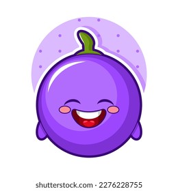 Cartoon illustration of grape fruit with smiley face