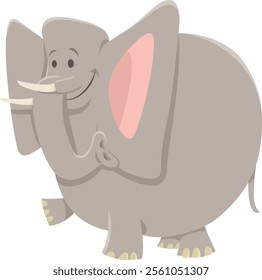 Cartoon illustration of gray African elephant wild animal character