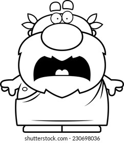 A cartoon illustration of a Greek philosopher looking scared.