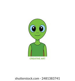 Cartoon illustration of Green Alien standing, best for sticker, logo, and mascot with extraterrestrial themes