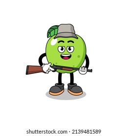 Cartoon Illustration of green apple hunter , character design