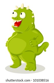 Cartoon illustration of green monster