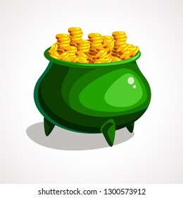 Cartoon illustration of green pot. St Patrick s day. Vector illustration