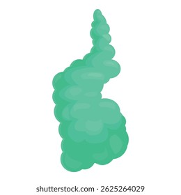 Ilustração em desenho animado de uma nuvem de fumaça verde formando uma forma espiral, ideal para representar conceitos como veneno, poluição ou magia