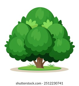 A cartoon illustration of a green tree on a white background