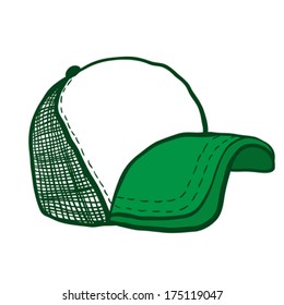 cartoon illustration of green trucker cap with place for your text