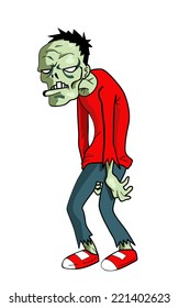 Cartoon illustration of a green zombie