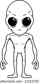 Cartoon Illustration Grey Alien Standing Stock Vector (Royalty Free ...