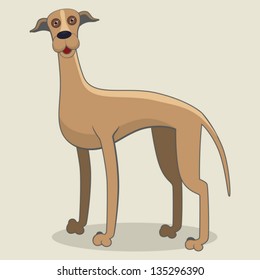 Cartoon illustration of greyhound dog