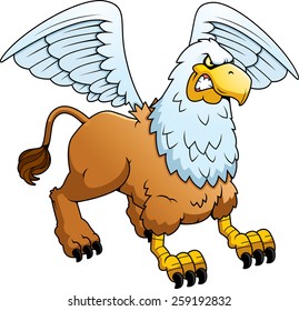 A cartoon illustration of a griffin looking angry.