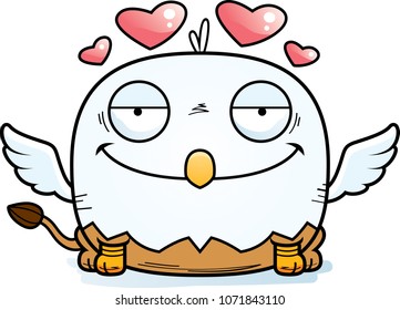 A cartoon illustration of a griffin in love.