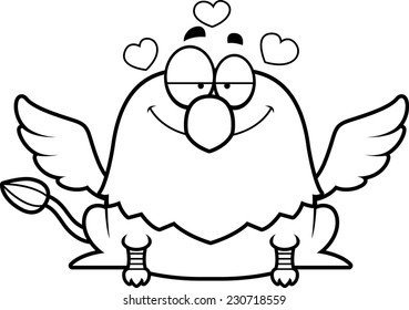 A cartoon illustration of a griffin in love.