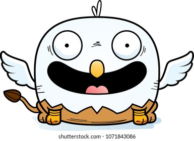 A cartoon illustration of a griffin smiling.