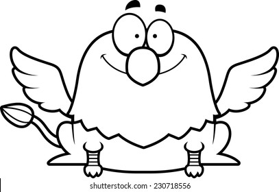 A cartoon illustration of a griffin smiling.