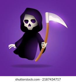 Ilustración de caricatura de Grim Reaper para el tema de Halloween, ilustración vectorial