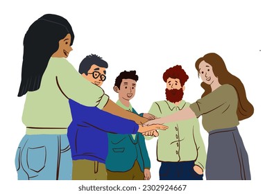 a cartoon illustration of a group of people standing together.