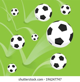 Cartoon illustration of a group of soccer bouncing balls