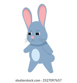 Cartoon illustration of a grumpy cartoon bunny rabbit character frowning and looking sideways with attitude