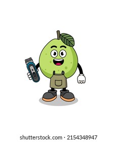 Cartoon Illustration of guava as a barber man , character design