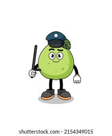 Cartoon Illustration of guava police , character design