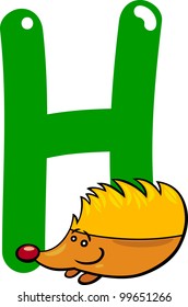cartoon illustration of H letter for hedgehog