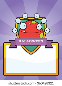 A cartoon illustration of a Halloween graphic with a monster.