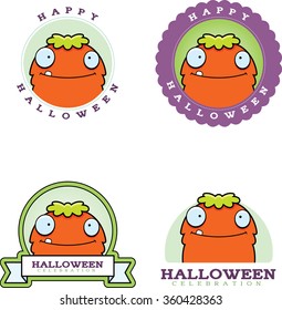 A cartoon illustration of a Halloween graphic with a monster.