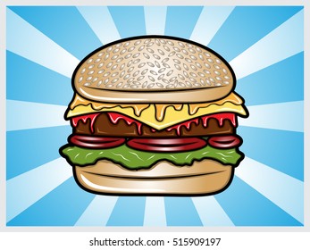 Cartoon illustration of a hamburger