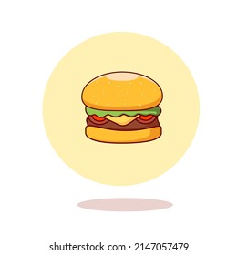 Cartoon illustration of hamburger. Fast food vector illustration