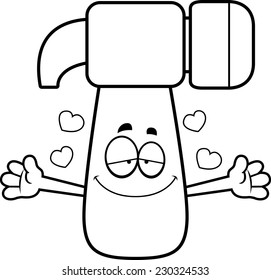 A cartoon illustration of a hammer ready to give a hug.