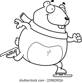 A cartoon illustration of a hamster ice skating.