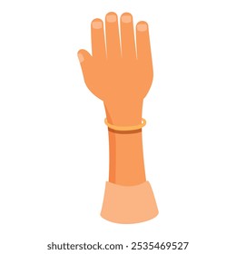 Cartoon illustration of a hand with bracelet making a raising gesture