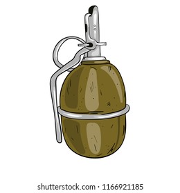 Cartoon illustration of a hand grenade