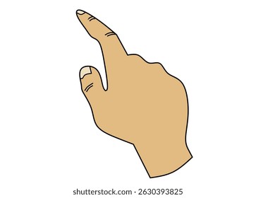 A cartoon illustration of a hand with the index finger extended and slightly bent, as if touching or tapping an unseen surface, or pointing