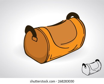 Cartoon illustration of handbag with a black outline isolated on white