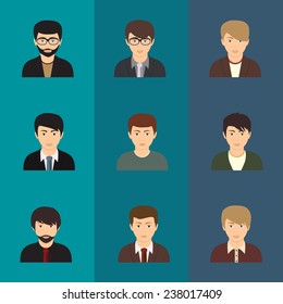 cartoon illustration of a handsome young man with various