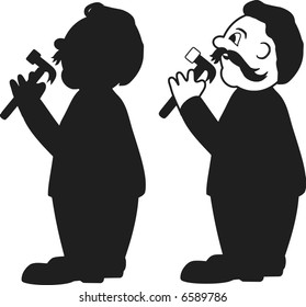 Cartoon illustration of a handy man. No gradients.