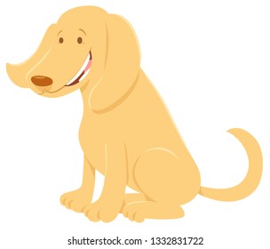 Cartoon Illustration of Happy Beige Dog Domestic Animal Character