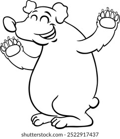 Cartoon illustration of happy brown bear wild animal character coloring page