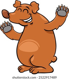 Cartoon illustration of happy brown bear wild animal character