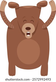 Cartoon illustration of happy brown bear wild animal character