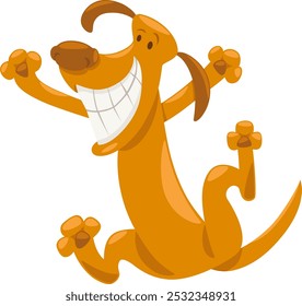 Cartoon illustration of happy brown dog animal character