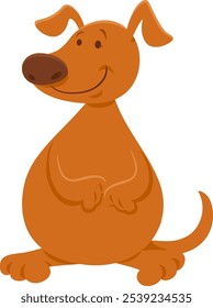 Cartoon illustration of happy brown dog or puppy animal character