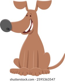 Cartoon illustration of happy brown dog animal character