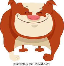 Ilustración de dibujos animados de perro bulldog feliz personaje animal de raza pura