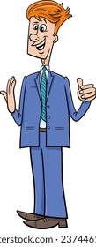 Cartoon illustration of happy businessman character giving a speech