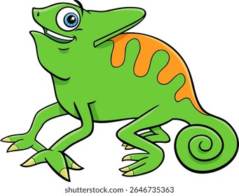 Ilustração de desenho animado de personagem animal réptil camaleão feliz