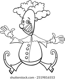 Cartoon illustration of happy circus clown artist coloring page