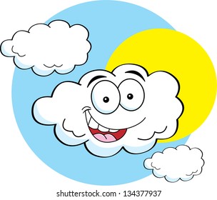 Cartoon illustration of a happy cloud.
