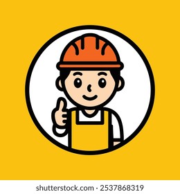 Ilustración de dibujos animados de feliz trabajador de la construcción